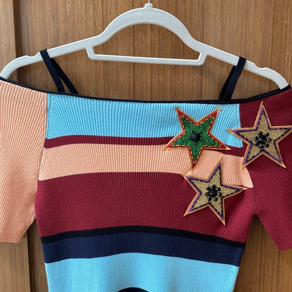 Isola Marras beaded knit striped top with star appliqués. - Picture 4 of 5